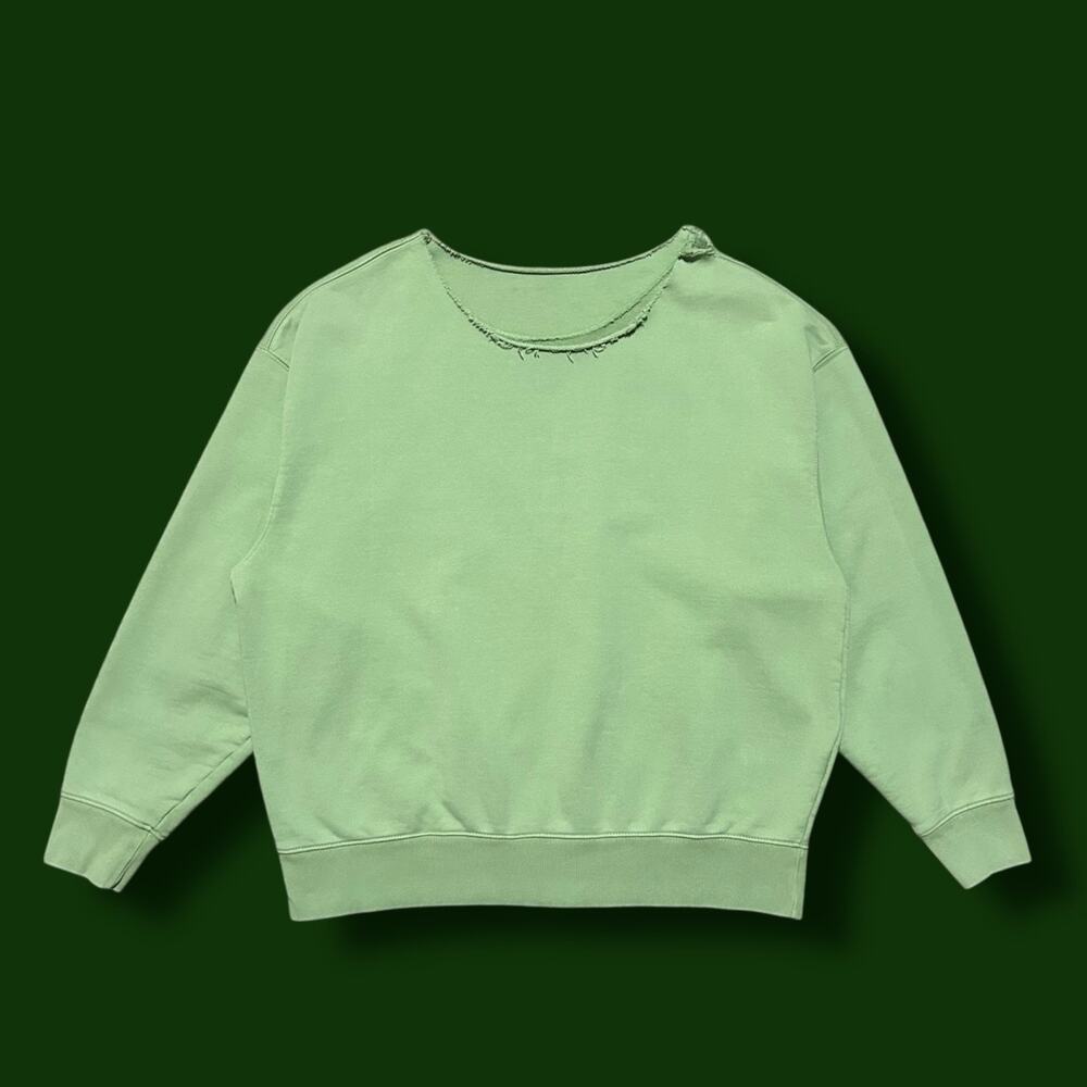 Thrashed Sweatshirt Pullover Heavy Cotton Faded Green y2k Green Large